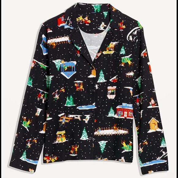 🐆Holiday Black pj set Small top with Medium bottoms! - Picture 3 of 5